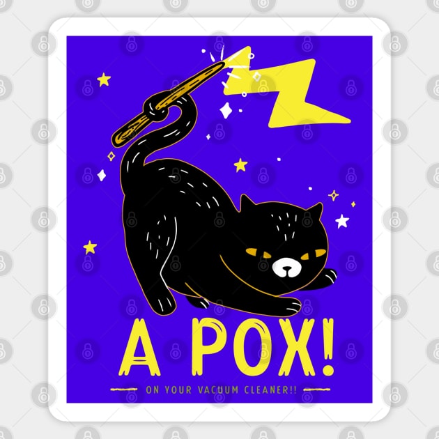 A Pox! On Your Vacuum Cleaner! Halloween Wizard Cat Sticker by TJWDraws